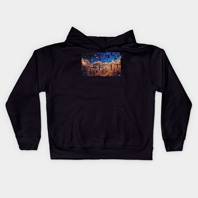 NASA JWST Carina Nebula imagery, tiled Kids Hoodie by CentipedeWorks